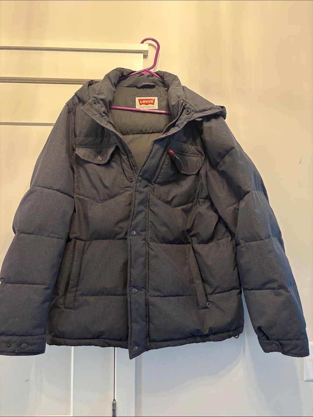Levi's Men's Charcoal Quilted Puffer Jacket